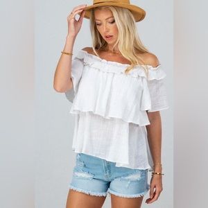Favlux off shoulder ruffle top